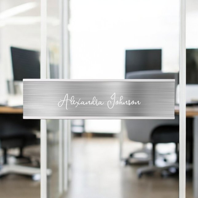 Letrero Para Puerta Moderno Relieve metalizado de negocios plateado de (Subido por el creador)