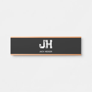 LETRERO PARA PUERTA MONOGRAMA DE DOS LETRAS BLANCO MINIMALISTA NOMBRE 