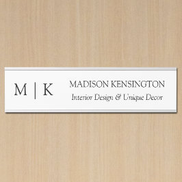 Letrero Para Puerta Monograma minimalista o Agregar logotipo comercial