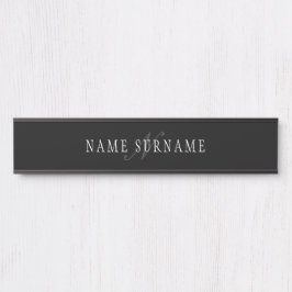 Letrero Para Puerta Monograma Personalizable elegante | Blanco gris ne