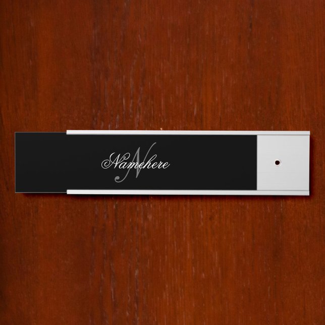 Letrero Para Puerta Monograma único personalizado de nombre blanco y n (Subido por el creador)