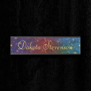 Letrero Para Puerta Moody Ombre   Psicodelia Grunge Gold Stardust