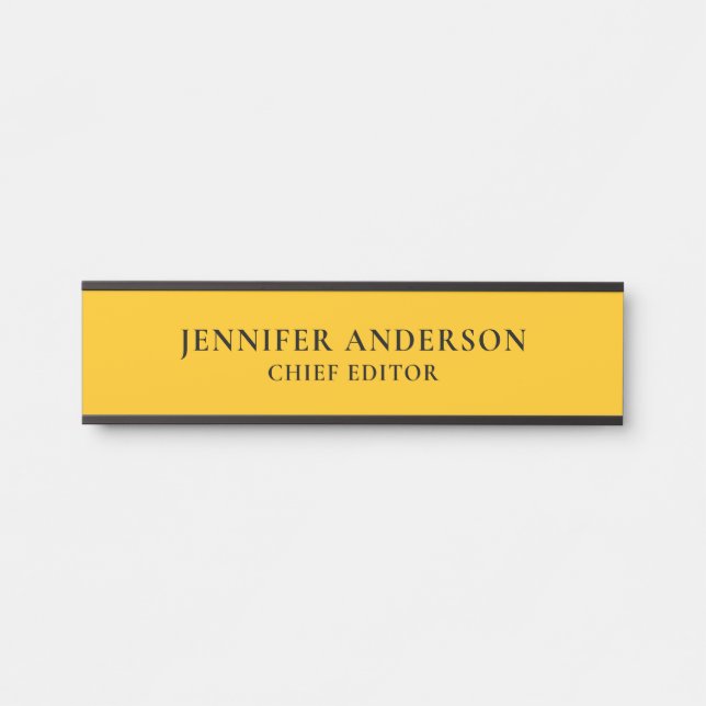 Letrero Para Puerta Naranja Amarillo Profesional Moderno Plano Minimal (Anverso)
