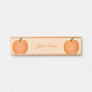 Letrero Para Puerta Naranja Cuta Sexo Personalizado Neutral Calabaza N