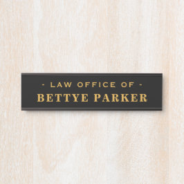 Letrero Para Puerta Negocio de abogados | Law Office Black Gold