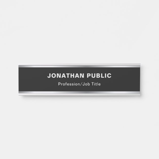 Letrero Para Puerta Negro creativo y plata del diseño moderno (Anverso)