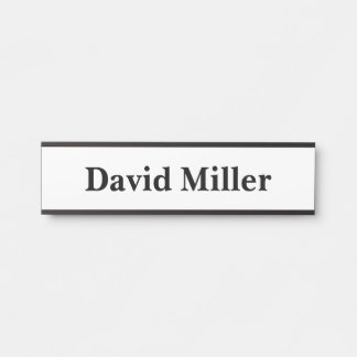 Letrero Para Puerta Negro personalizado sobre blanco