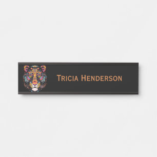 Letrero Para Puerta Nombre Awesome Tiger Head