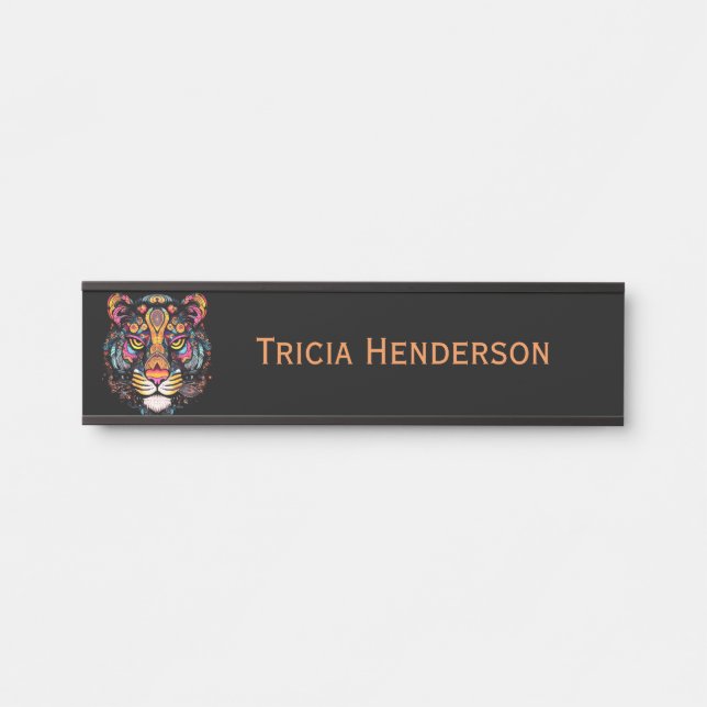 Letrero Para Puerta Nombre Awesome Tiger Head (Anverso)