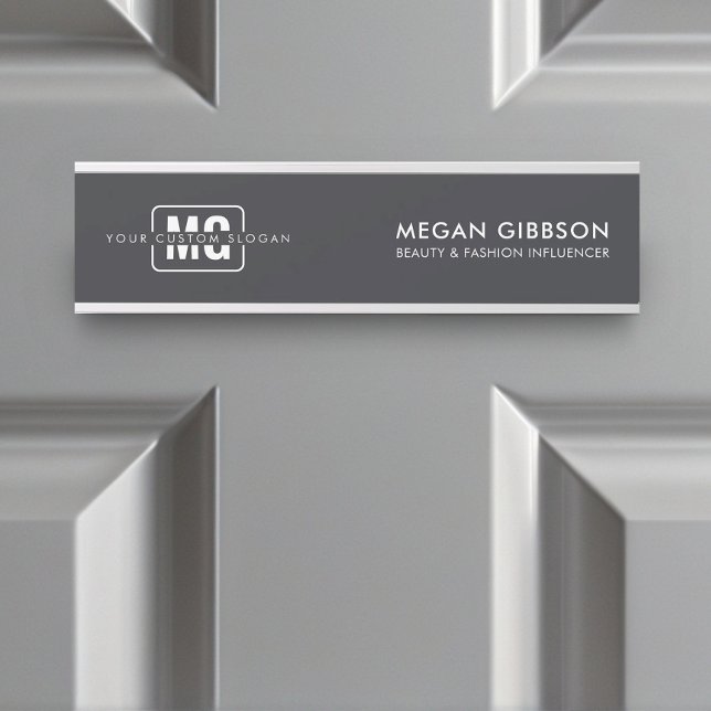 Letrero Para Puerta Nombre colgante de monograma profesional negro bri (Door Sign)