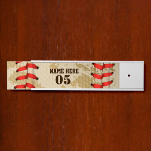 Letrero Para Puerta Nombre de béisbol vintage personalizado número ret