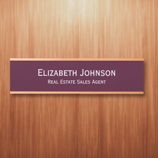 Letrero Para Puerta Nombre de la oficina profesional Título de Borgoña (Professional Business Office Name Title Burgundy Door Sign)