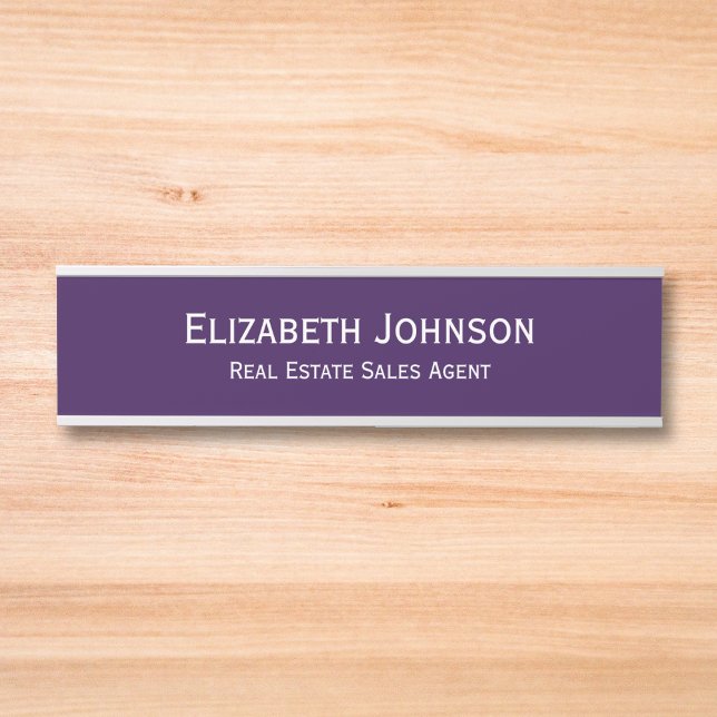 Letrero Para Puerta Nombre de la oficina profesional Título Purple (Professional Business Office Name Title Purple Door Sign)