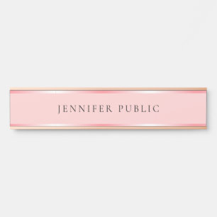 Letrero Para Puerta Nombre de plantilla de moda Rosa Blush y dorado ro