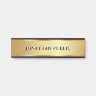 Letrero Para Puerta Nombre de texto personalizado moderno lujo negro y