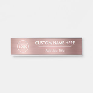 Letrero Para Puerta Nombre del empleado de oro del Rosa metálico del l