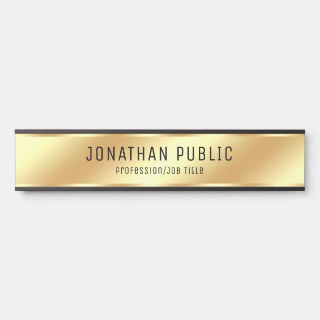 Letrero Para Puerta Nombre del personalizable Modern Faux Gold Trendy  (Anverso)