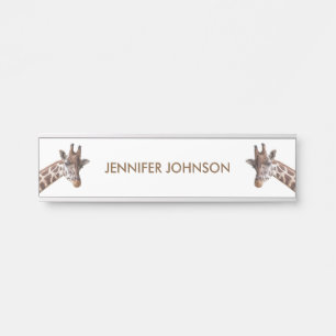 Letrero Para Puerta Nombre personalizado animales de las jirafas