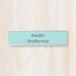 Letrero Para Puerta nombre personalizado azul acuático minimalista