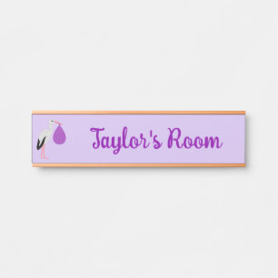 Letrero Para Puerta Nombre personalizado de bebé género neutral Purple