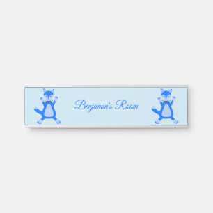 Letrero Para Puerta Nombre personalizado del niño pequeño azul pequeño