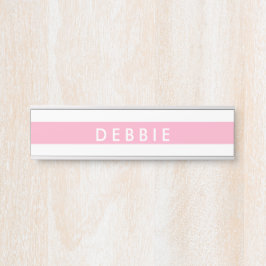 Letrero Para Puerta Nombre personalizado franjas horizontales rosadas