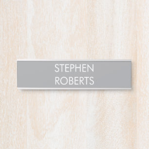 Letrero Para Puerta Nombre personalizado minimalista gris