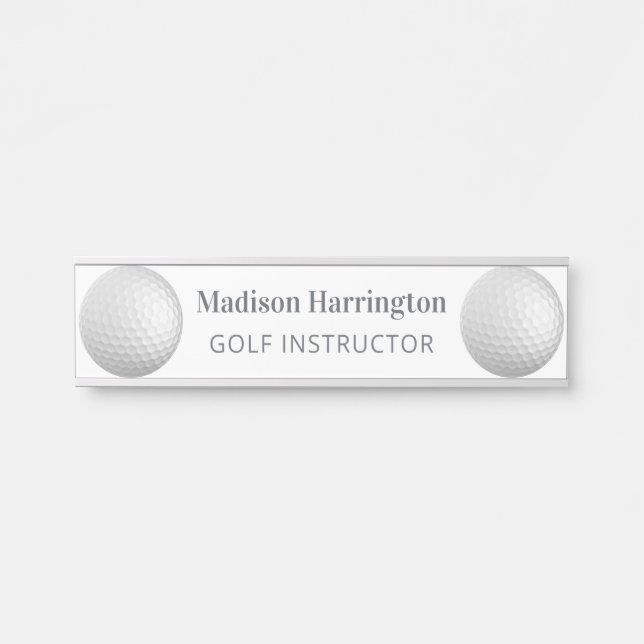 Letrero Para Puerta Nombre personalizado y pelota de golf de ocupación (Anverso)