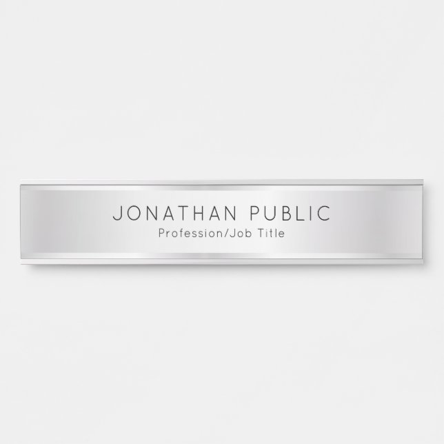 Letrero Para Puerta Office, School Elegant Personalizado Template Faux (Anverso)