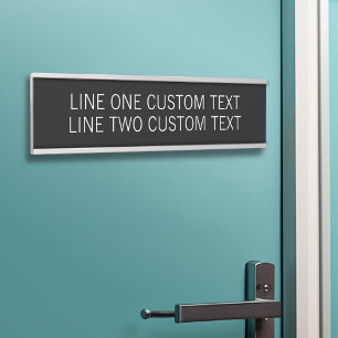 Letrero Para Puerta Oficina básica con 2 líneas de texto - Blanco negr