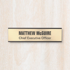 Letrero Para Puerta Oficina de apariencia de oro ligero cepillado
