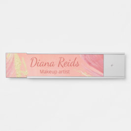 Letrero Para Puerta Oro rosa brillo nombre personalizado