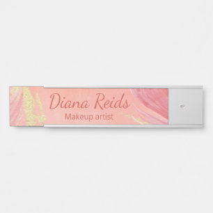 Letrero Para Puerta Oro rosa brillo nombre personalizado