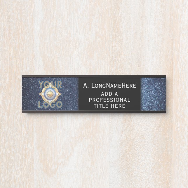 Letrero Para Puerta Oscuro Blue Black Tech IT Security Nameplate Offic (Anverso)