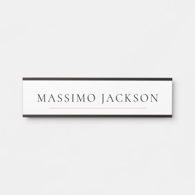 Letrero Para Puerta Own Name Decorative Chic Plain Simple Black White (Anverso)