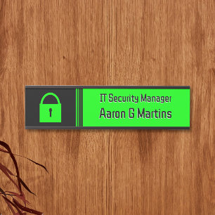Letrero Para Puerta Padlock IT Security Tech Theme: opción del logotip