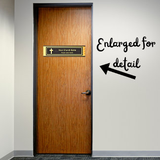 Letrero Para Puerta Pastor De La Iglesia Clásico Oro Y Negro