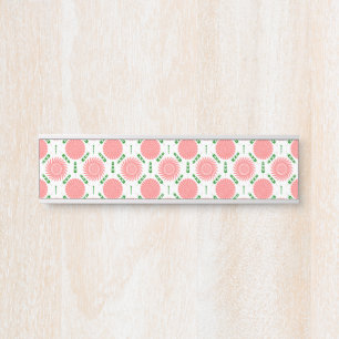 Letrero Para Puerta patrón con flores rosas