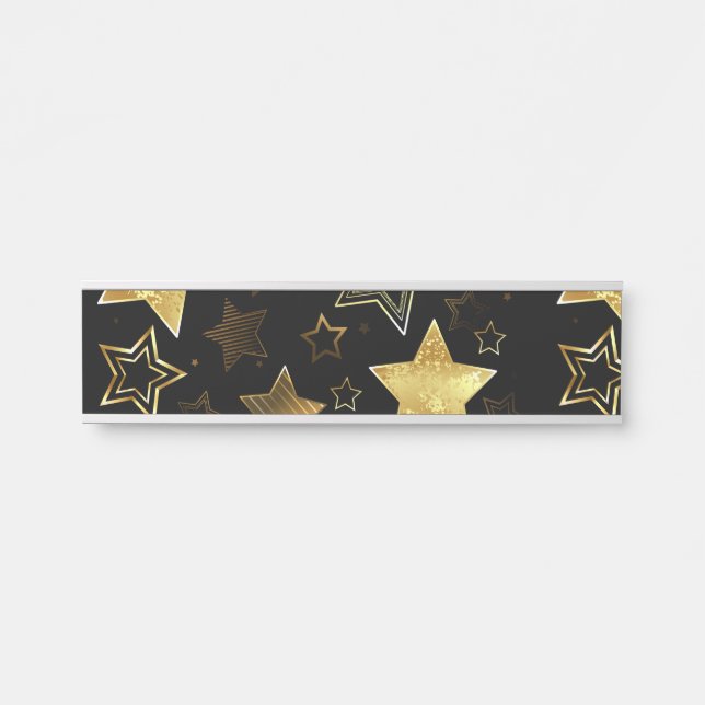 Letrero Para Puerta Patrón continuo con estrellas doradas (Anverso)
