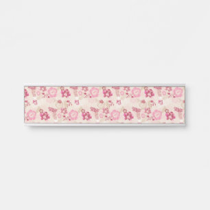 Letrero Para Puerta Patrón de flores modernas rosadas lindas