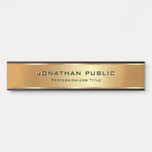 Letrero Para Puerta Personalizado de color negro y oro Texto elegante 