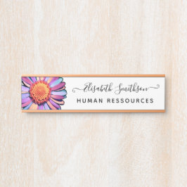 Letrero Para Puerta Personalizado de margarita simple elegante floral 