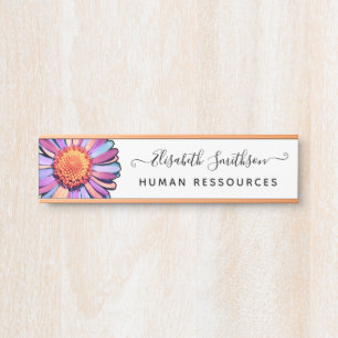 Letrero Para Puerta Personalizado de margarita simple elegante floral 