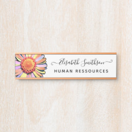 Letrero Para Puerta Personalizado de margarita simple elegante floral 