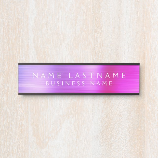 Letrero Para Puerta Personalizado Ejecutivo Purple Pink Profesional (Anverso)