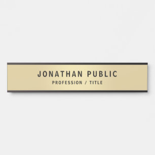 Letrero Para Puerta Personalizado Elegant Black & Gold Office School L