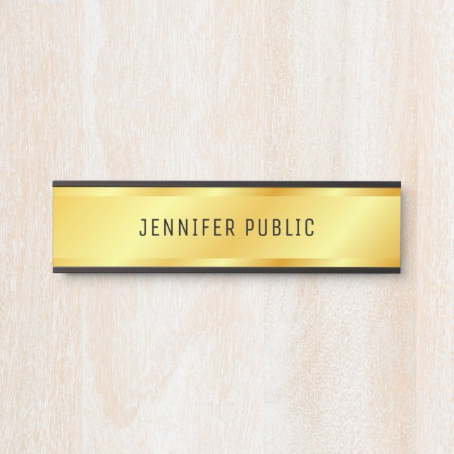 Letrero Para Puerta Personalizado Faux Gold Metallic Look Elegant Temp (Anverso)
