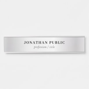 Letrero Para Puerta Personalizado Faux Silver Elegant Modern Template 