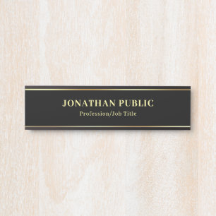 Letrero Para Puerta Personalizado Nombre dorado Texto Plantilla de col