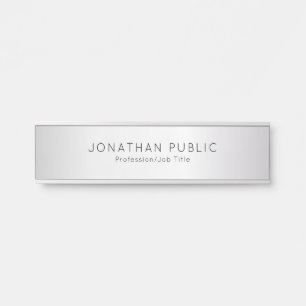 Letrero Para Puerta Personalizado Plantilla Faux Silver Nombre Elegant